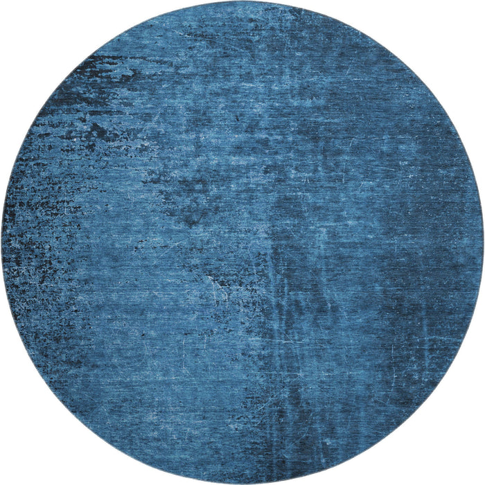8' Abstract Washable Round Rug With UV Protection (648817) - Navy Blue / Gray