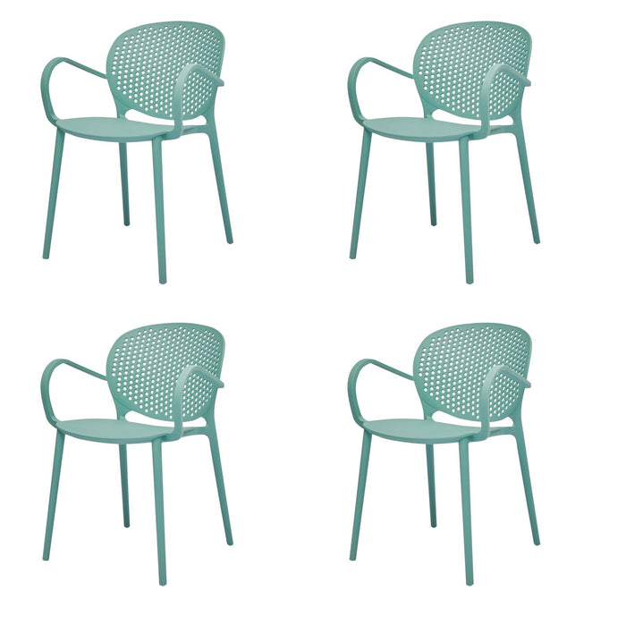 Heavy Duty Plastic Dining Arm Chairs (Set of 4) - Blue