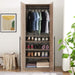 Manhattan Comfort Manhattan Lee wardrobe closet with hanging rod and shoe shelves, featuring a sleek wood finish and modern design.