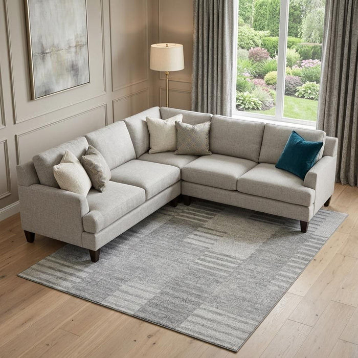10' X 14' Striped Washable Area Rug With UV Protection (656232) - Silver / Gray