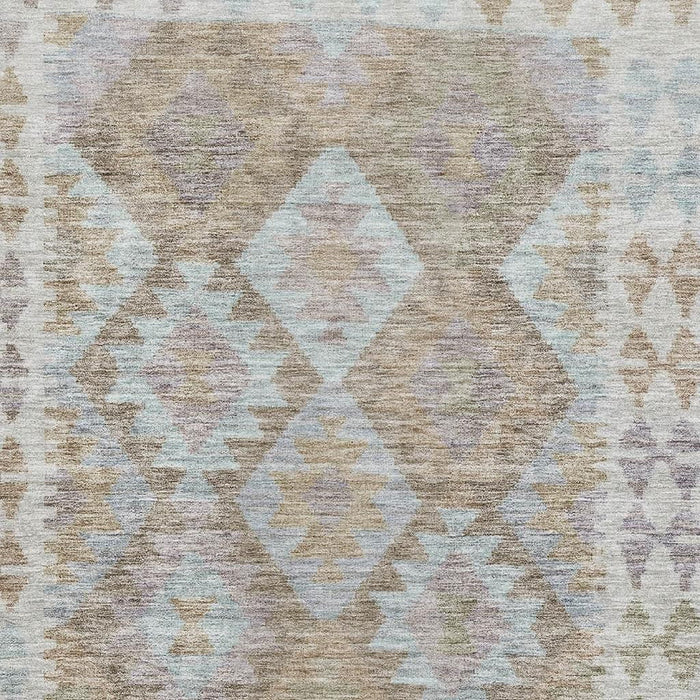 10' X 14' Tribal Washable Area Rug With UV Protection (707941) - Khaki / Ivory