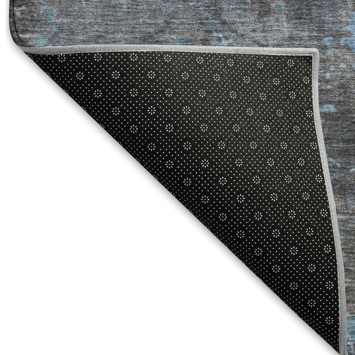10' X 14' Abstract Washable Area Rug With UV Protection (697674) - Teal / Taupe / Blue