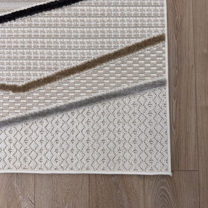 8' x 11' Abstract Non Skid Area Rug - Gray Brown And Beige