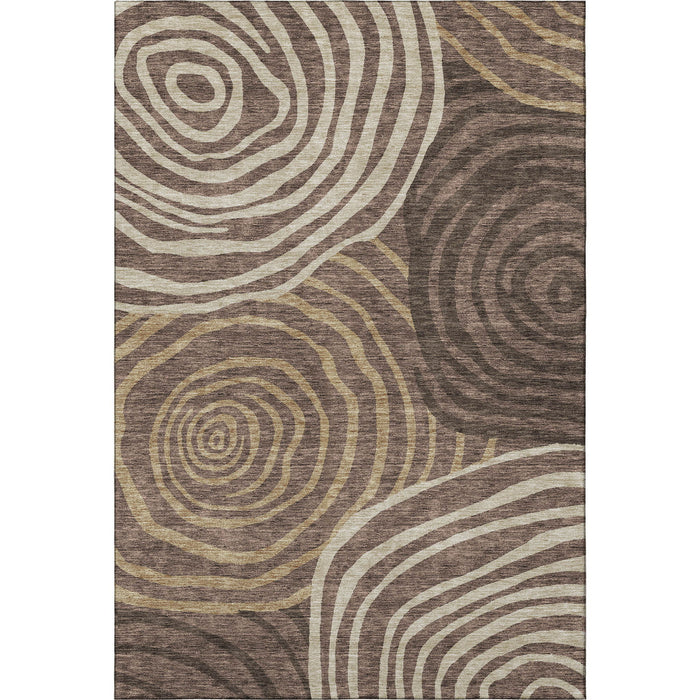 10' X 14' Abstract Washable Area Rug With UV Protection - Brown / Ivory