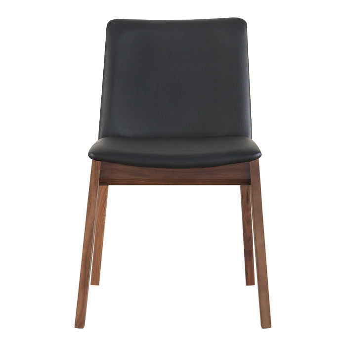 Upholstery Solid Wood Dining Side Chairs (Set of 2) - Black / Walnut