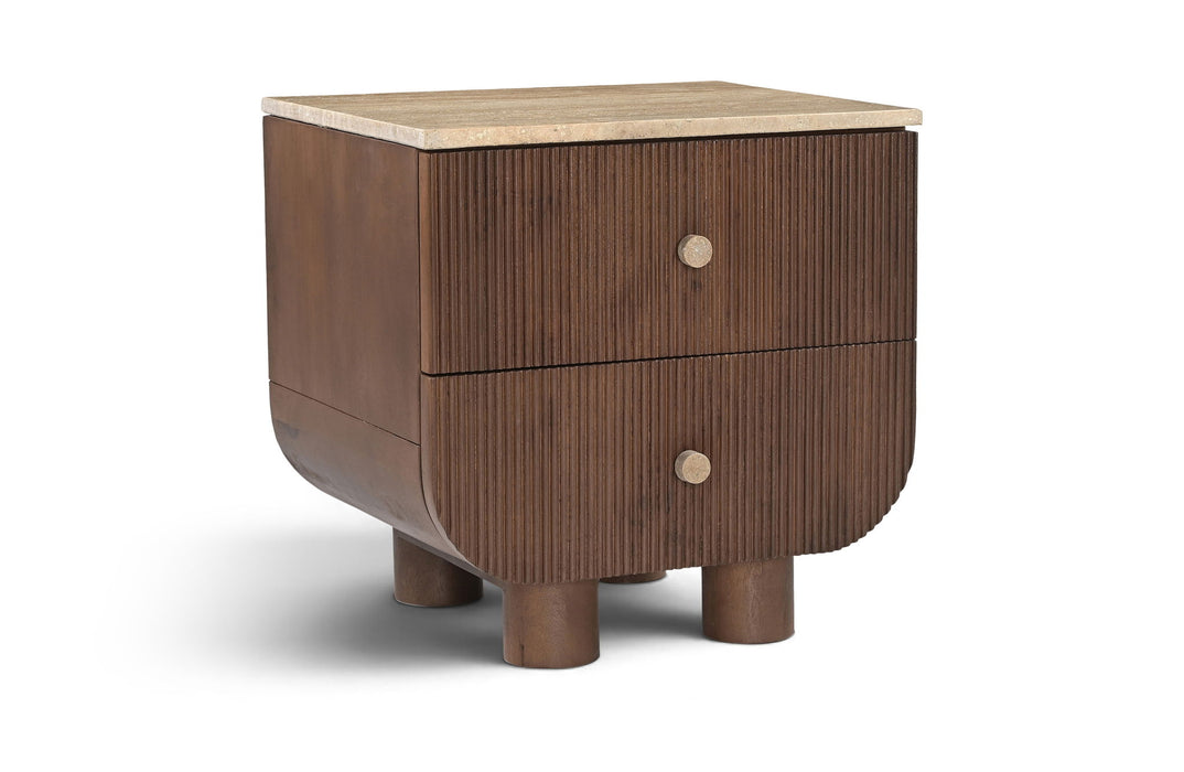 Mango wood accent nightstand by Meridian Furniture with a sleek modern design and natural wood finish.