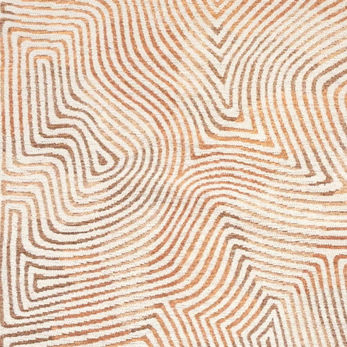 5' Geometric Washable Round Rug With UV Protection (609992) - Beige / Orange / Brown