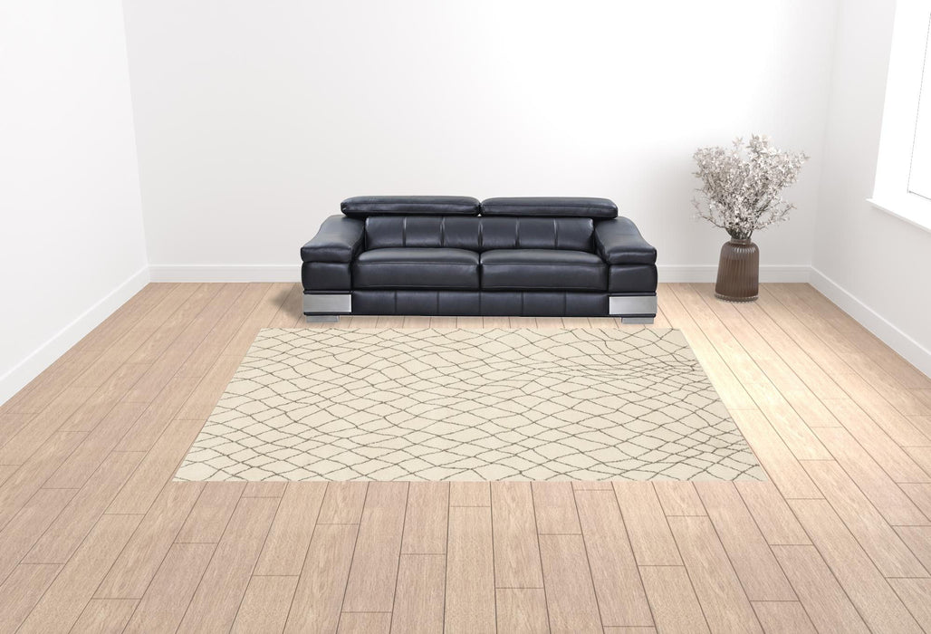 10' x 13' Geometric Power Loom Stain Resistant Area Rug - Ivory And Gray