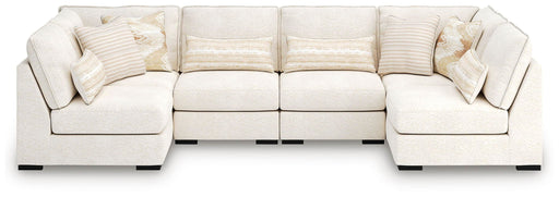 Benchcraft Donelson Creek 6-piece vanilla sectional sofa, stationary sectional with plush cushions and modern design.