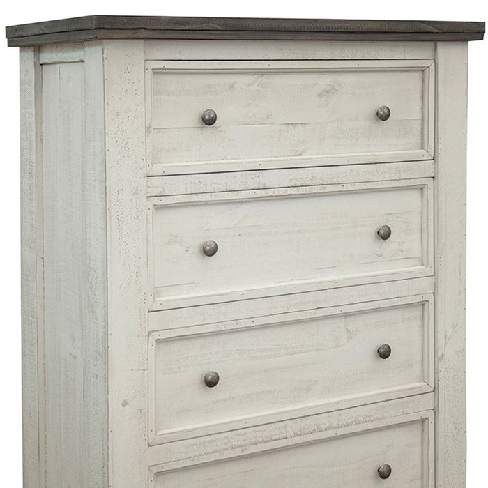 Solid Wood Four Drawer Chest - Gray / Ivory