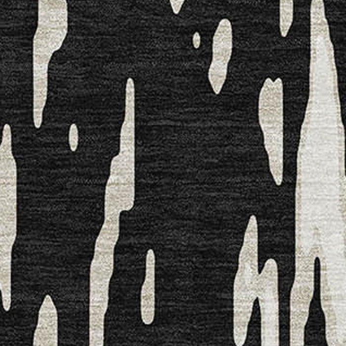 10' X 14' Abstract Washable Area Rug With UV Protection (675138) - Black / Ivory