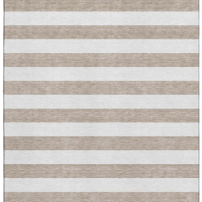 8' X 10' Striped Washable Area Rug With UV Protection (647666) - Taupe / Ivory