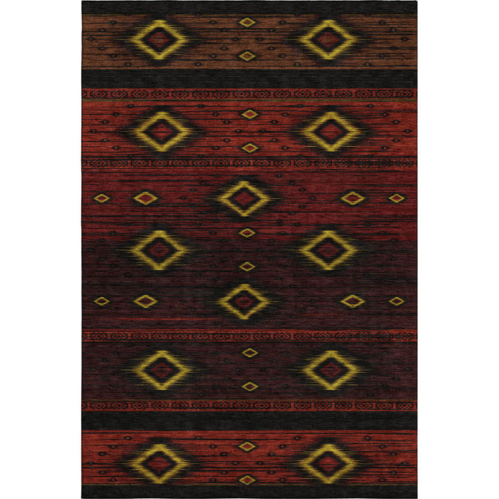 10' X 14' Tribal Washable Area Rug With UV Protection (708922) - Red / Black / Gold