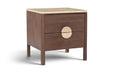 Meridian Furniture Varenna 22-inch acacia wood nightstand with a natural finish and modern accent design.