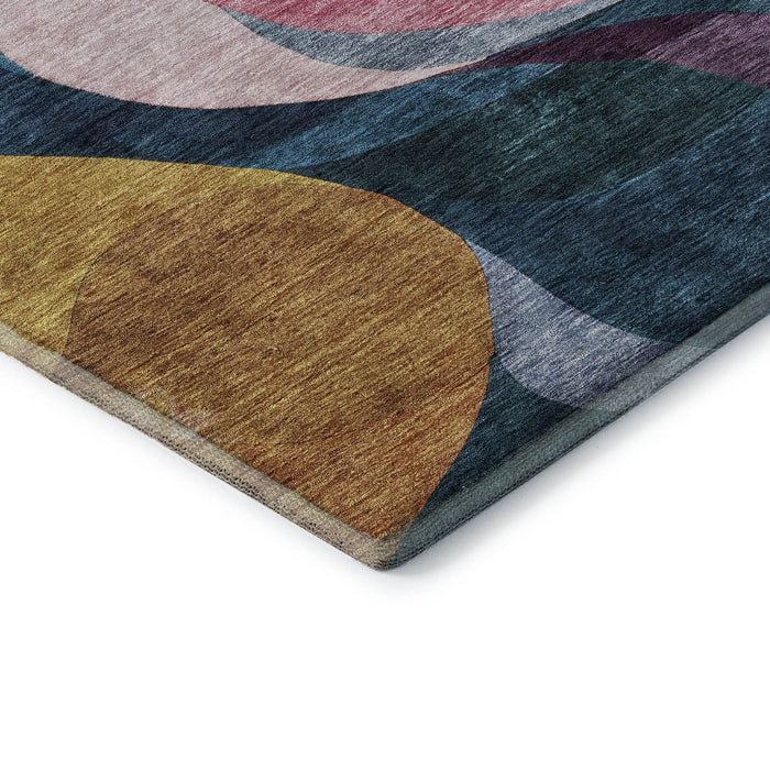 10' X 14' Abstract Washable Area Rug With UV Protection (684852) - Green / Pink / Purple / Teal