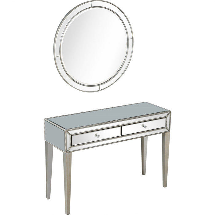 16.8" x 48" x 32.8" Mirrored Glass Console Table - Silver