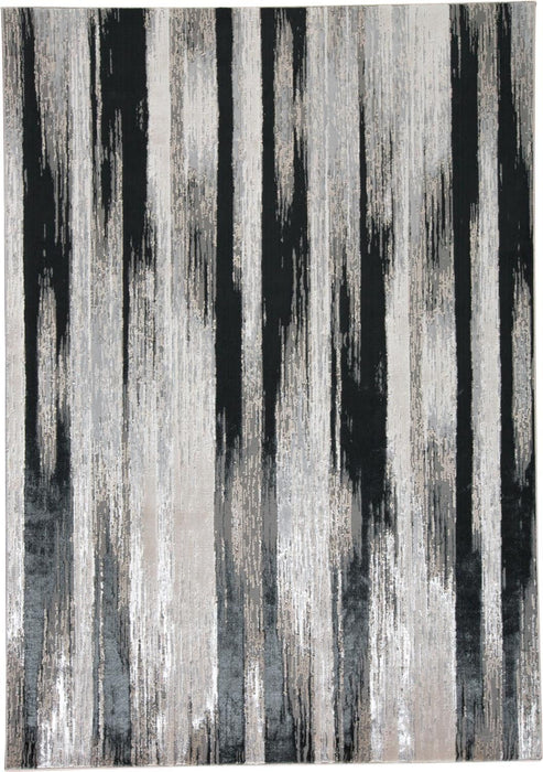 12' x 15' Abstract Power Loom Area Rug - Black Silver And Gray