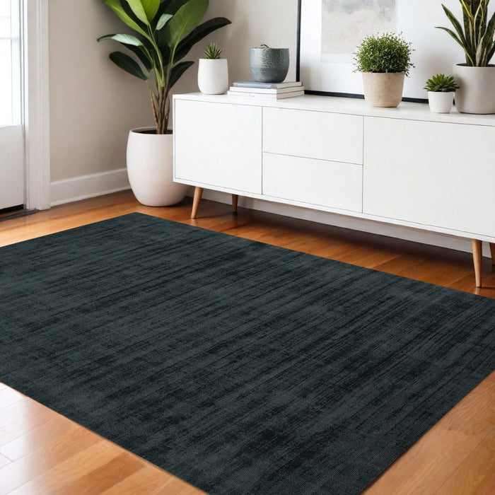 4' X 6' Abstract Hand Woven Area Rug - Charcoal And Black