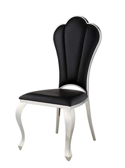 Faux Leather Upholstered Dining Side Chairs (Set of 2) - Black