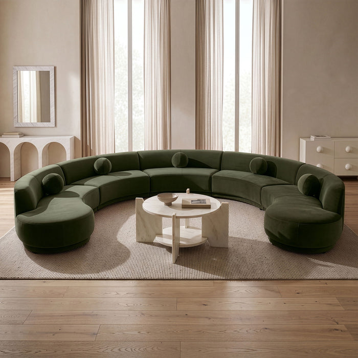 Meridian Furniture Avra 192-inch velvet upholstery sectional with plush cushions and modern design, perfect for stylish living rooms.