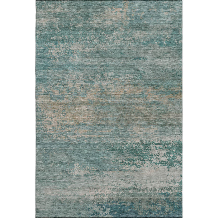 10' X 14' Abstract Washable Area Rug With UV Protection (717086) - Aqua / Beige