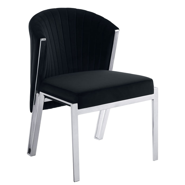 Upholstered Velvet Wing Back Dining Side Chairs (Set of 2) - Black