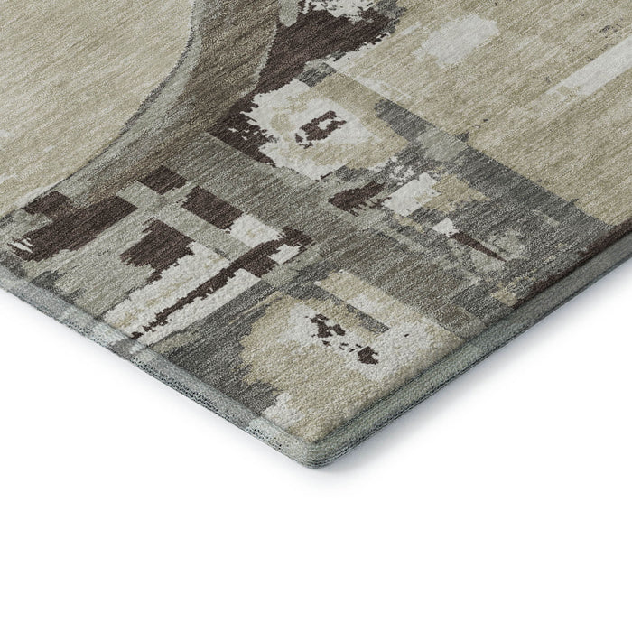 10' X 14' Geometric Washable Area Rug With UV Protection (667873) - Tan / Beige / Gray