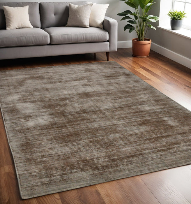5' X 8' Abstract Hand Woven Area Rug - Brown And Gray