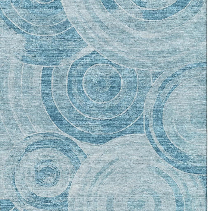 10' X 14' Geometric Washable Area Rug With UV Protection (700083) - Denim Blue / Sky Blue