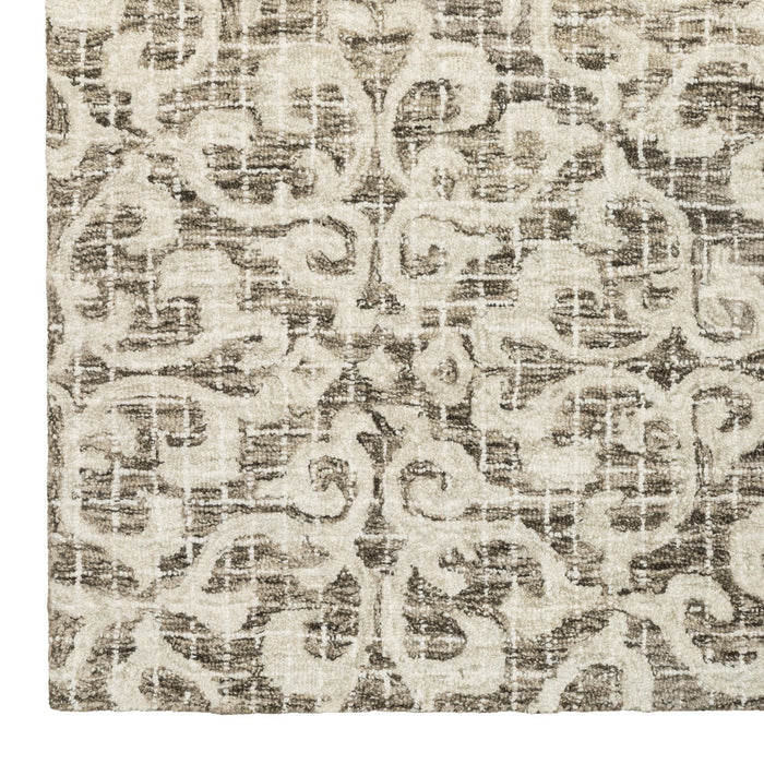 8' X 10' Wool Floral Hand Tufted Area Rug - Brown And Ivory