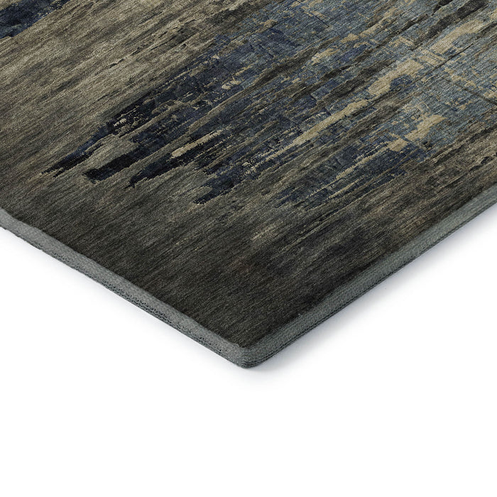 10' X 14' Abstract Washable Area Rug With UV Protection (692817) - Coffee / Navy Blue