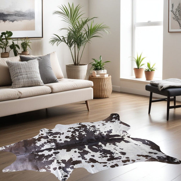 72" x 84" Cowhide Rug - White And Chocolate