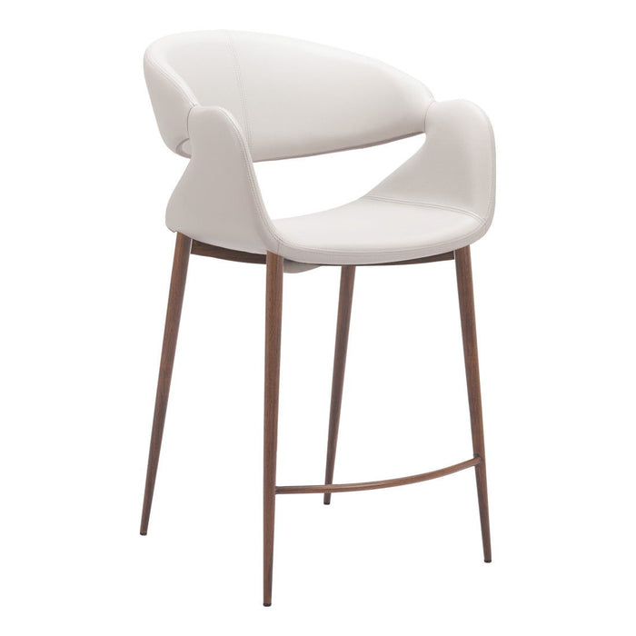 Wood And Fabric Low Back Bar Chairs (Set of 2) - Beige