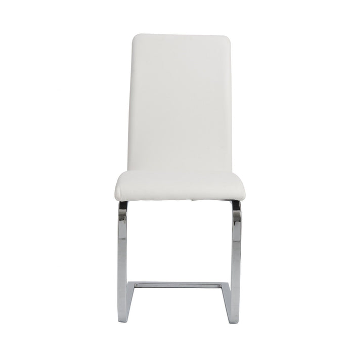 Upholstered Leather Dining Room Side Chairs (Set of 2) - White