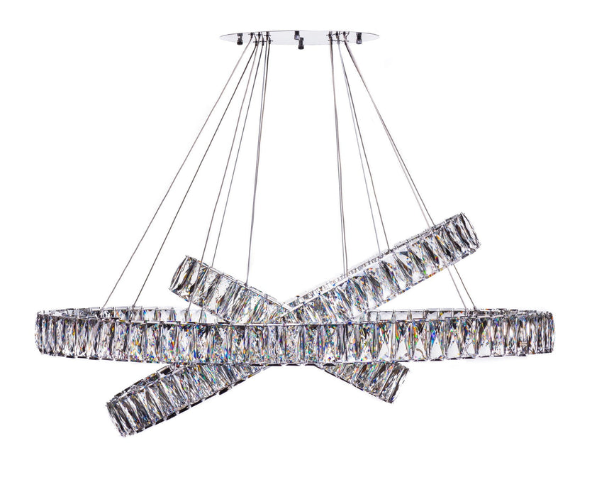 Three Light Crystal LED Dimmable Chandelier - Clear / Silver