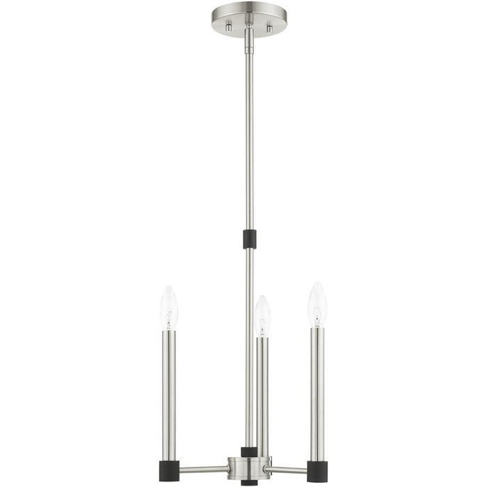 19" Three Light Dimmable Chandelier With Shades - Nickel