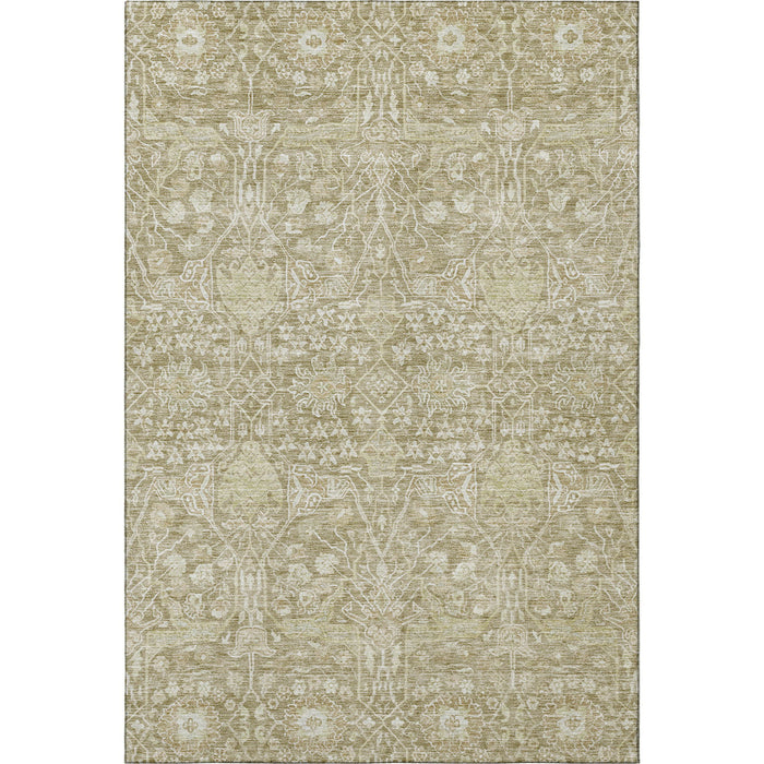10' X 14' Floral Washable Area Rug With UV Protection (686036) - Taupe / Beige