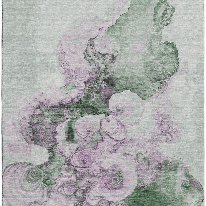 10' X 14' Abstract Washable Area Rug With UV Protection (706115) - Sage / Lavender