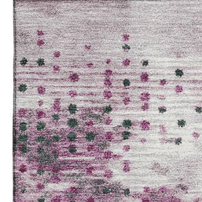 10' X 14' Geometric Washable Area Rug With UV Protection (710420) - Blush / Emerald