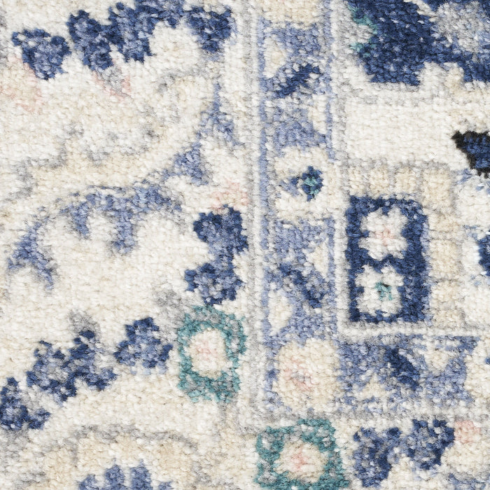 10' Floral Runner Rug (564133) - Ivory / Gray / Blue