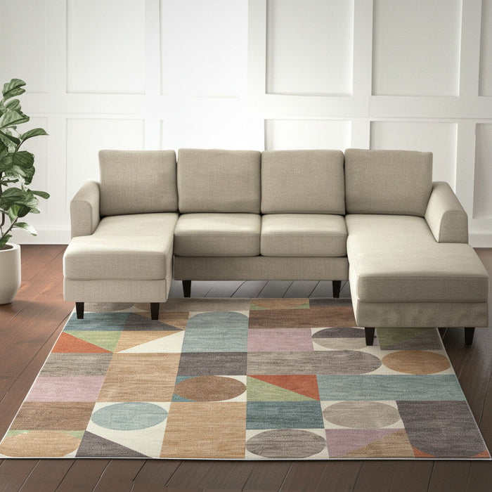 8' X 10' Checke Area Rug - Ivory