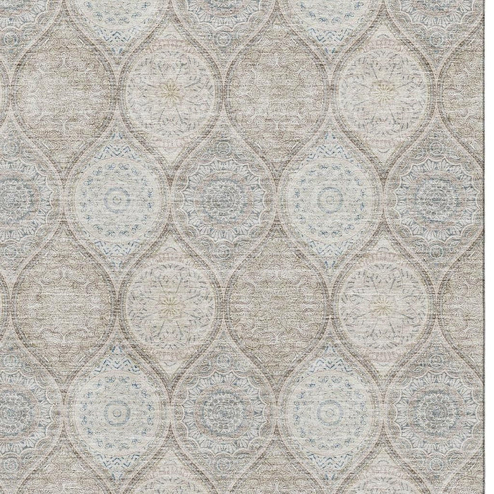 10' X 14' Ogee Washable Area Rug With UV Protection (677130) - Taupe / Beige / Ivory