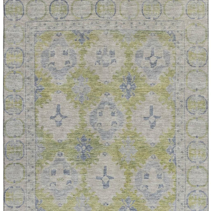 10' X 14' Oriental Washable Area Rug With UV Protection (700475) - Artichoke Green / Blue