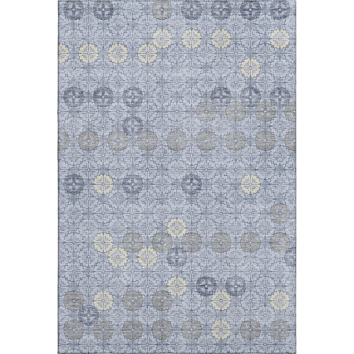 10' X 14' Geometric Washable Area Rug With UV Protection (705941) - Blue / Ivory