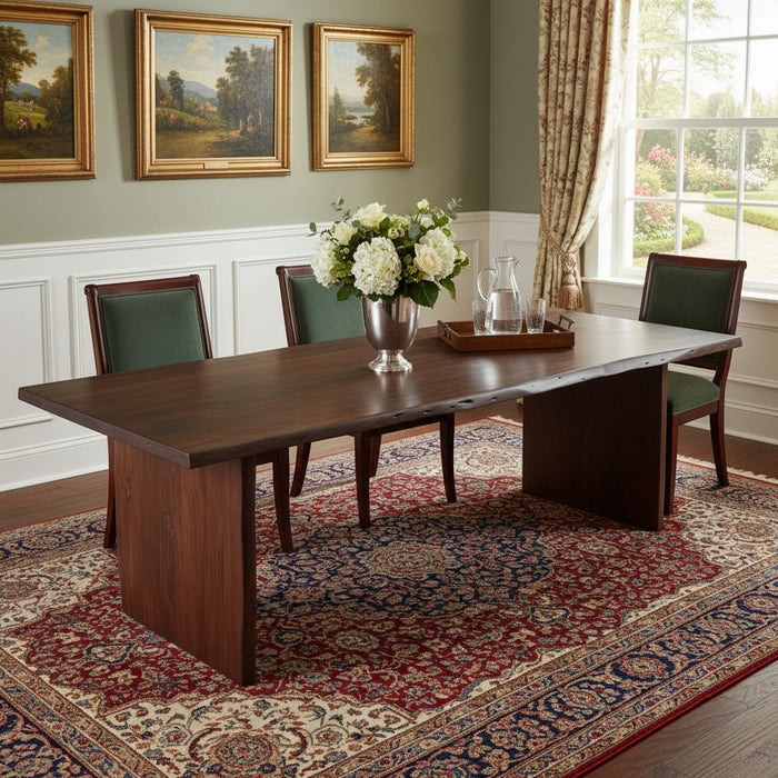 108" Solid Wood Live Edge Sled Base Dining Table - Brown