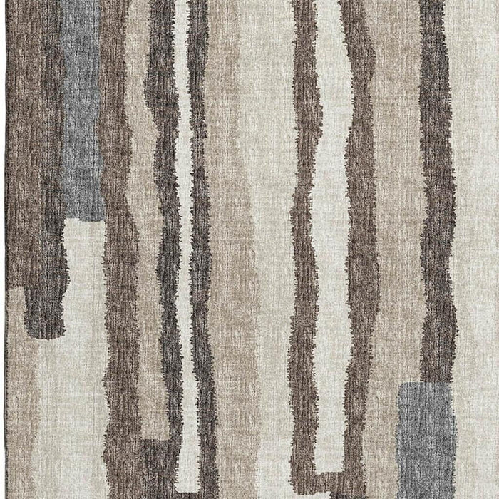 8' X 10' Abstract Distressed Washable Area Rug With UV Protection (644130) - Brown / Ivory / Gray