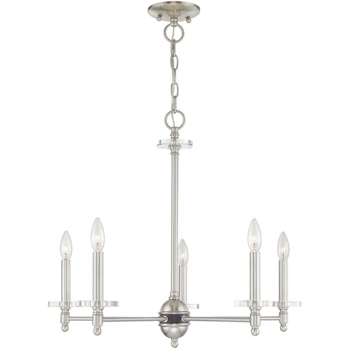 22'' 5-Light Dimmable Chandelier With Shades - Nickel