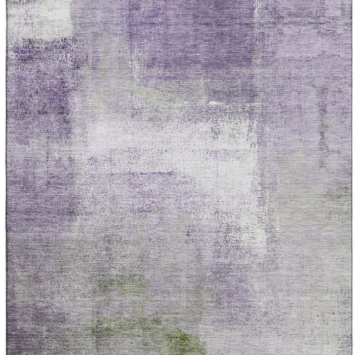 10' X 14' Abstract Washable Area Rug With UV Protection - Purple And Green