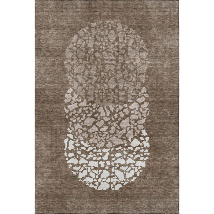 10' X 14' Abstract Washable Area Rug With UV Protection (653578) - Chocolate / Ivory