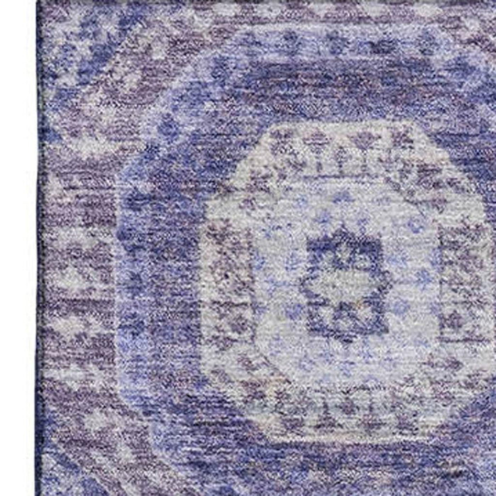 10' X 14' Abstract Geometric Washable Area Rug With UV Protection (708319) - Purple / Silver